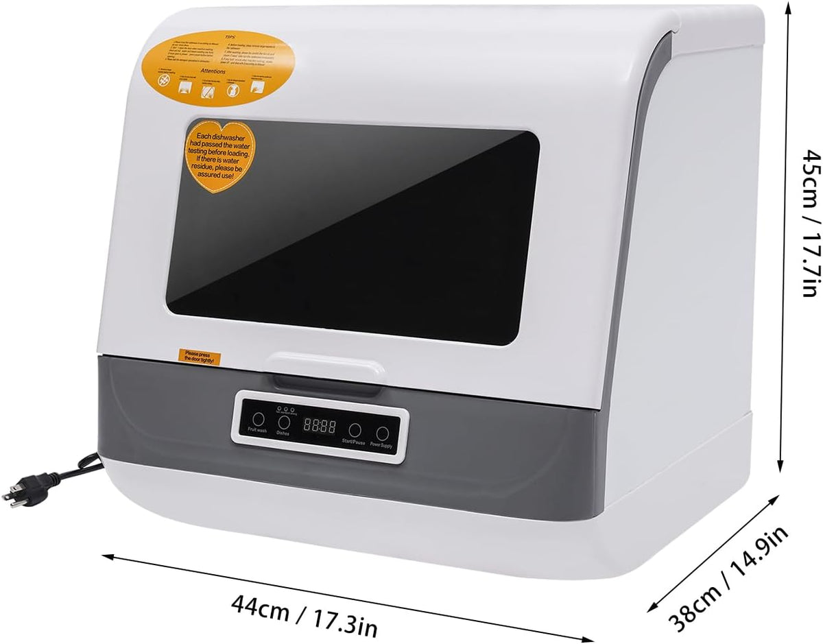Portable Dishwasher,800W Countertop Stainless Steel Mini Dishwasher With 3 Washing Programs