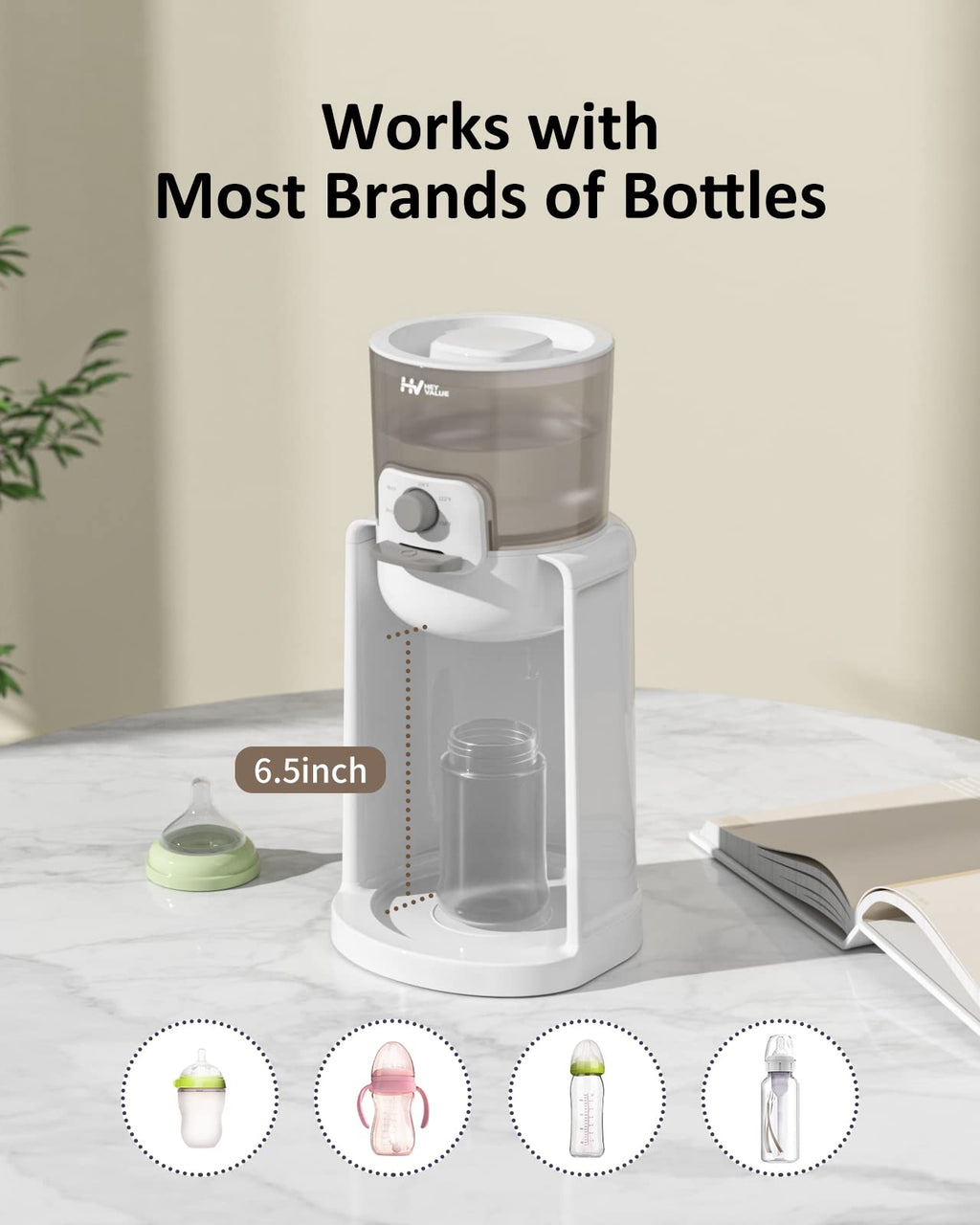 Water Warmer for Baby Formula with Night Light,Bottle Warmer,White