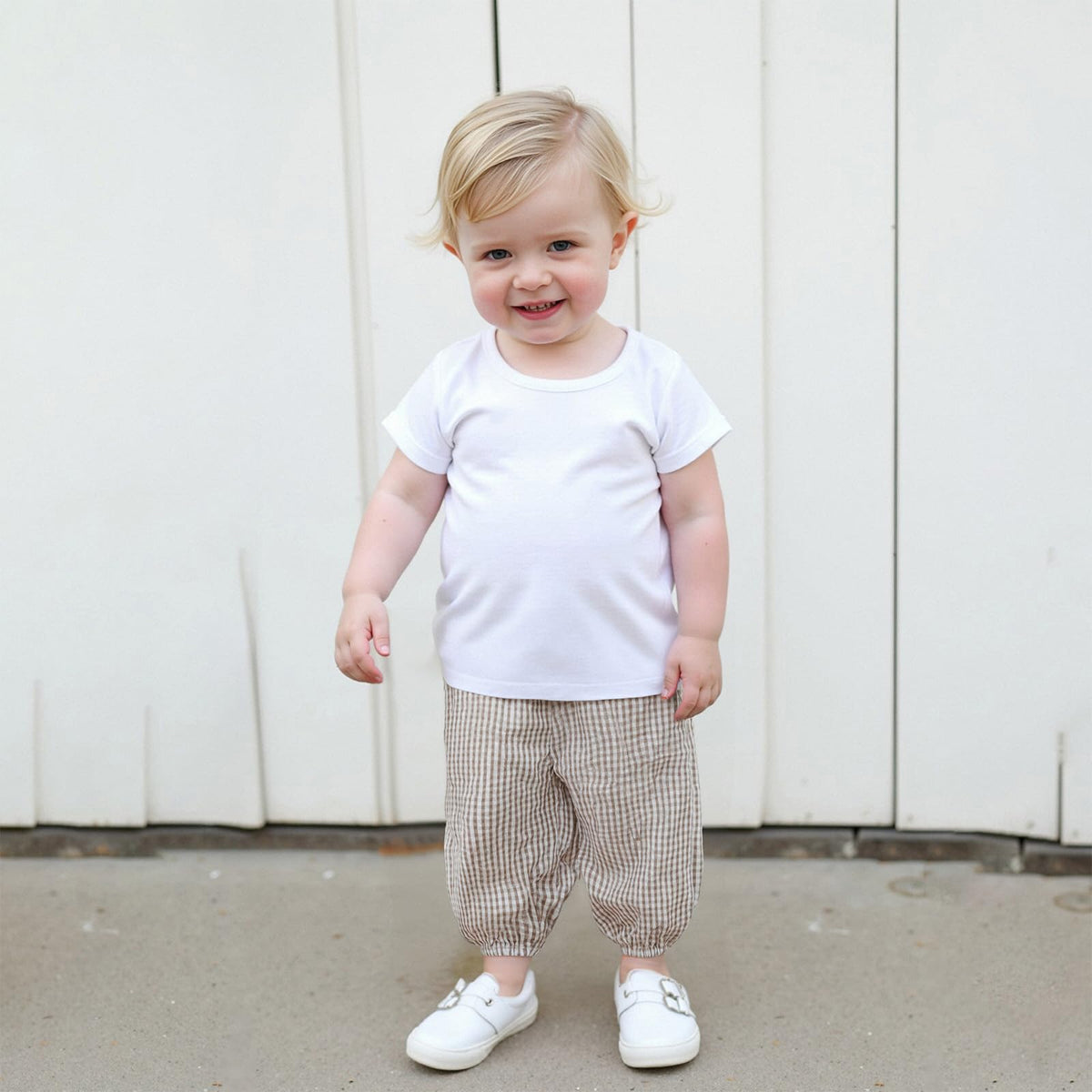 Toddler Baby Boy Girl Gingham Bubble Pants Kids Casual Plaid Elastic Waist Long Bloomers Trousers Bottoms