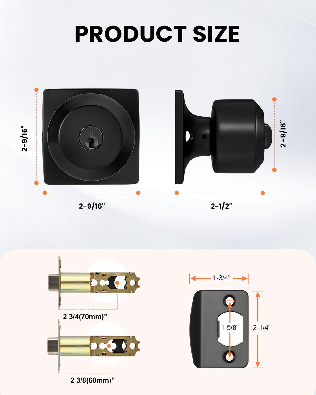 Black Entry Door Knobs with Lock and Key, Exterior Door Knobs 5 Pack