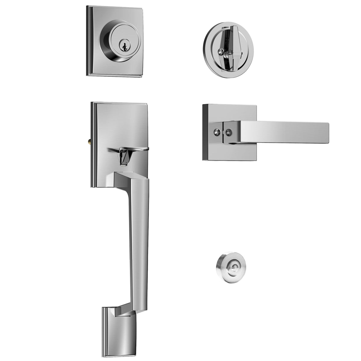 Front Door Handle & Deadbolt Lock Set, Satin Nickel