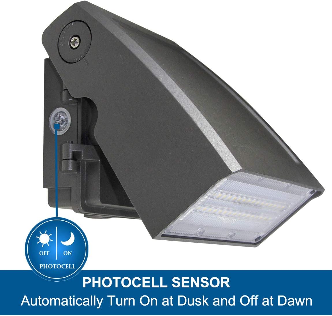 2 Pack) 30W LED Wall Pack, Dusk-to-Dawn Photocell, Adjustable Head, Full Cut-Off Security Light, 5000K 3300lm