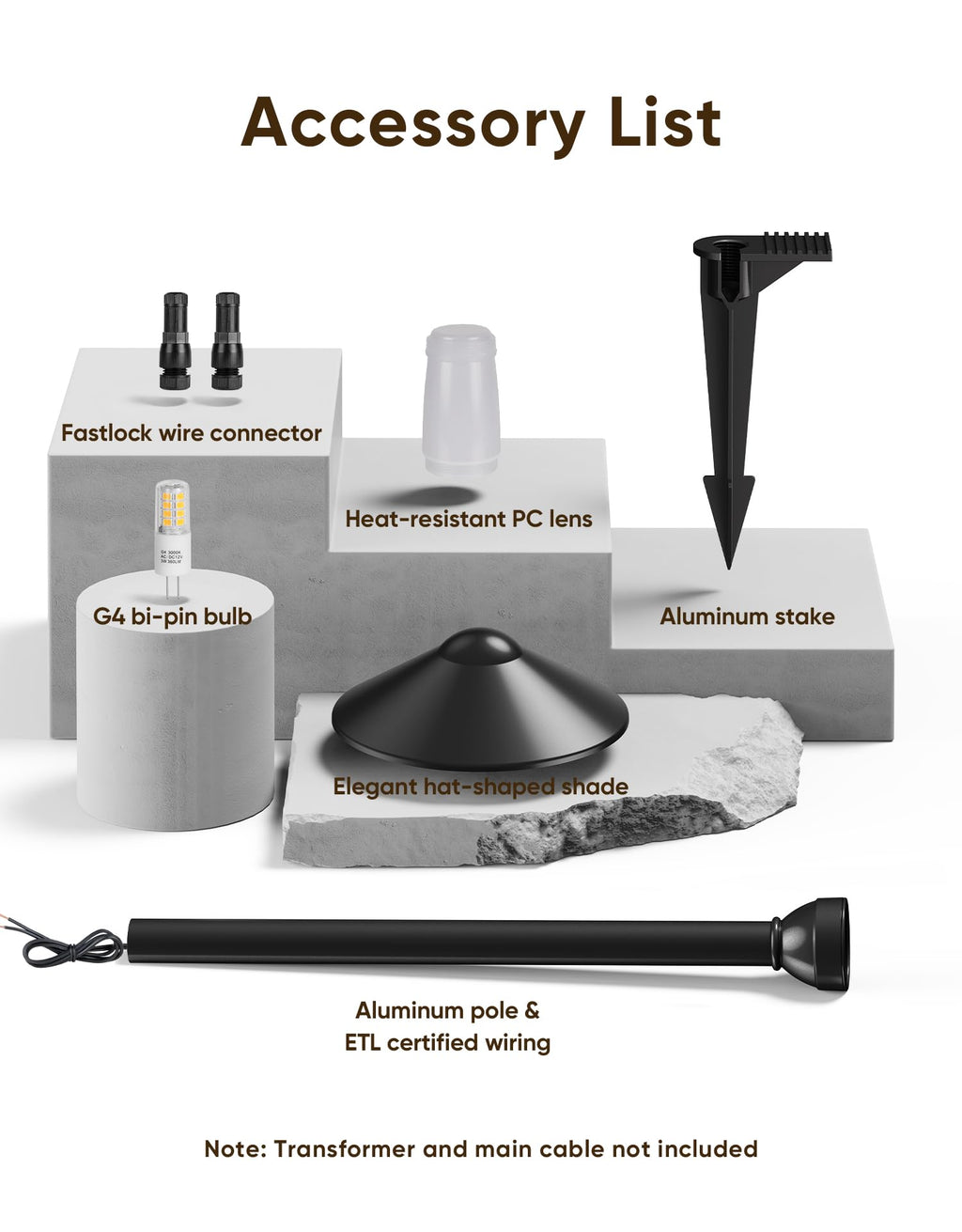 Low Voltage Pathway Lights with G4 3W 3000K Bulbs 12-Pack, Black Aluminum