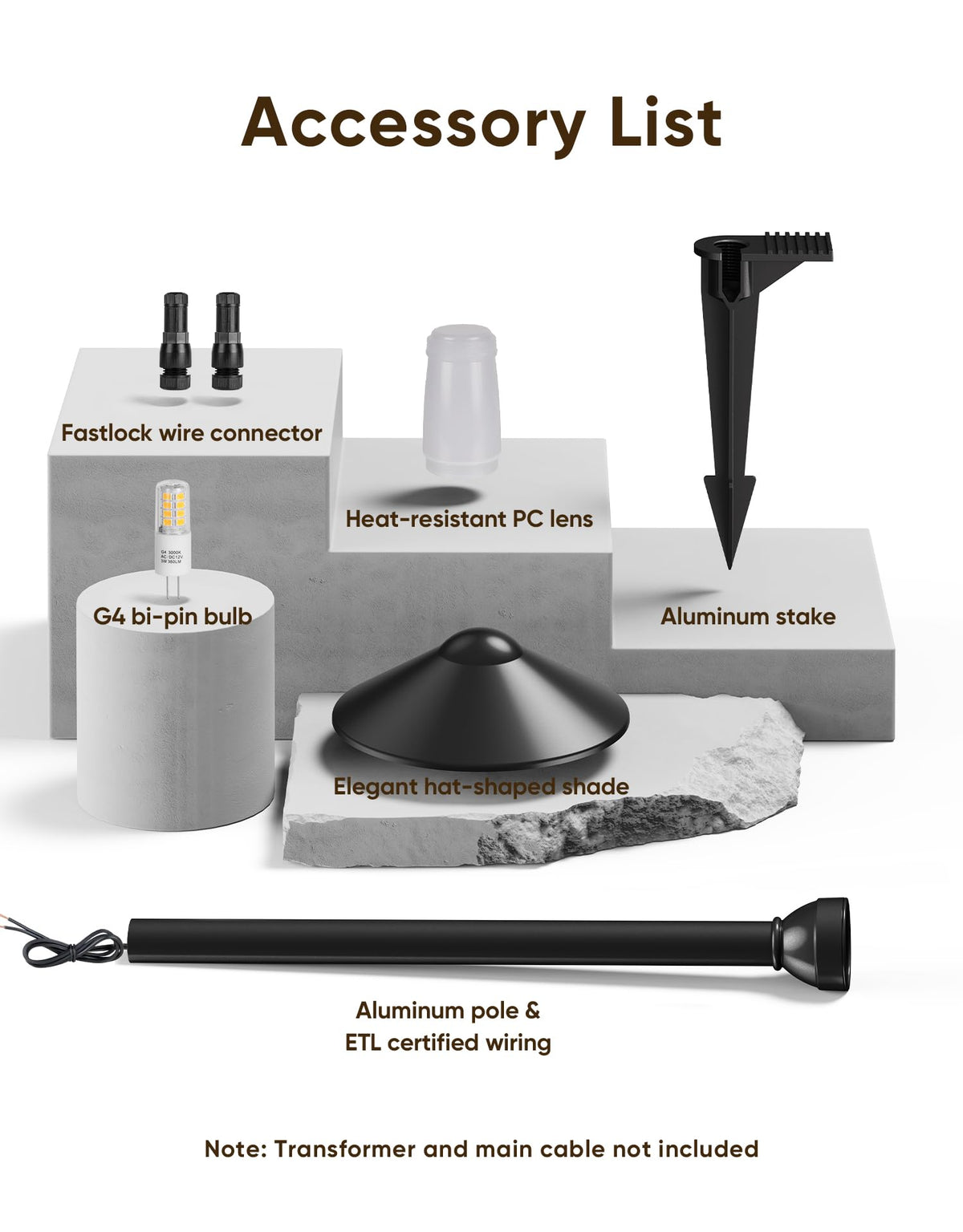 Low Voltage Pathway Lights with G4 3W 3000K Bulbs 12-Pack, Black Aluminum