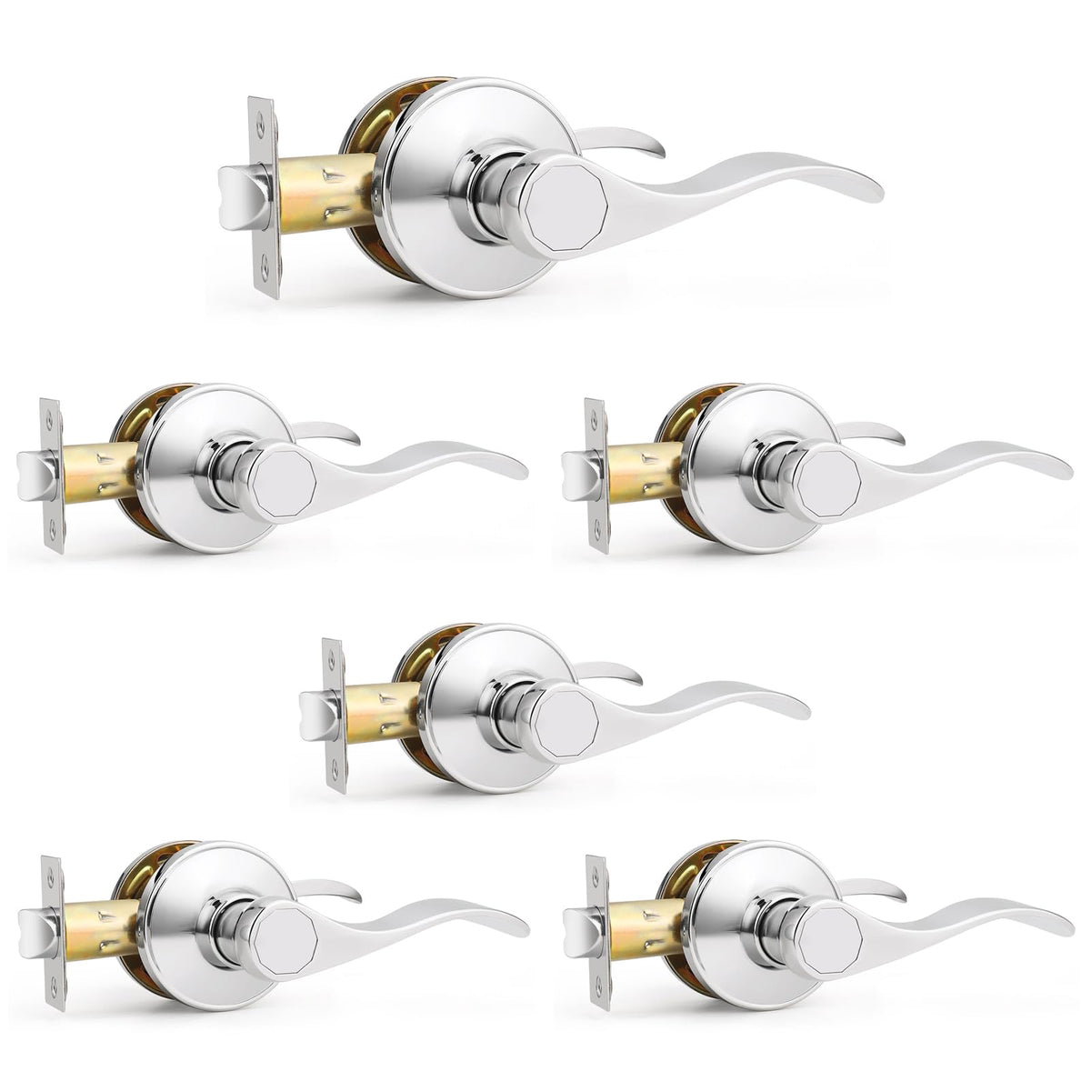 Interior Door Handle Lever Chrome Door Handles Passage Door Lever Handle, Closet Door Handle Polished Chrome Interior