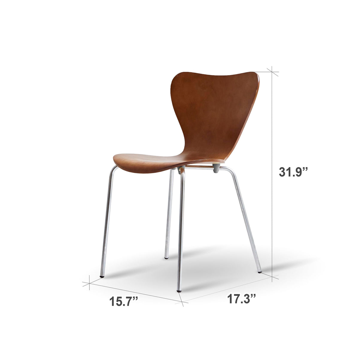 No.7 Mid-Century Modern Wooden Dining Chairs Set of 2, Contemporary Stackable Bentwood Kitchen Interior Armless