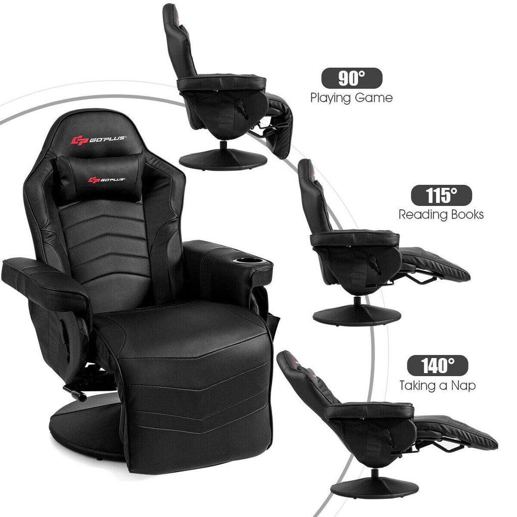Massage Gaming Chair, Racing Style Gaming Recliner w/Adjustable Backrest and Footrest, Ergonomic High Back PU Leather