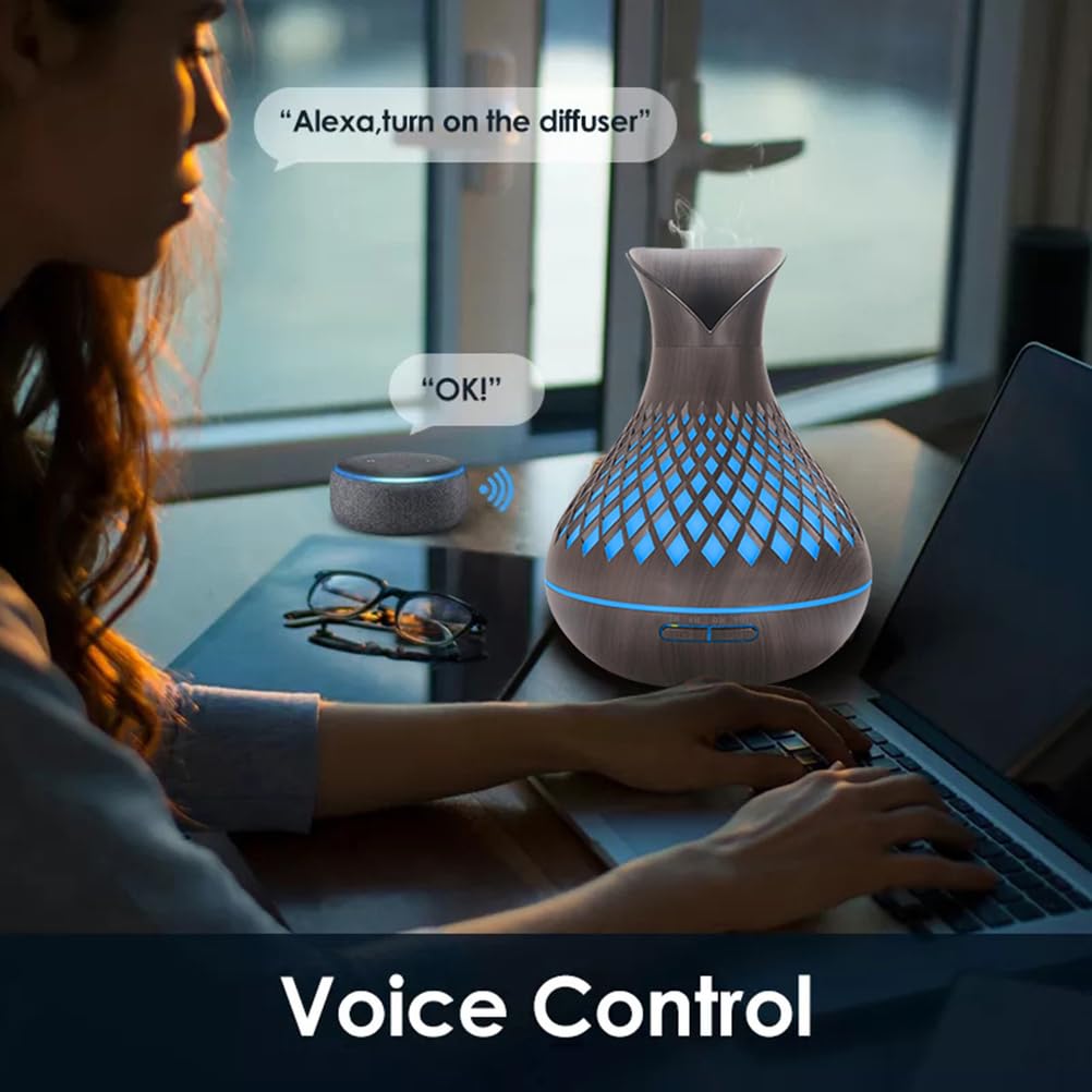 Smart WIFI Essential Oil Diffuser, 500ml Aromatherapy Diffuser Humidifier for Large Room, Works with Phone App &