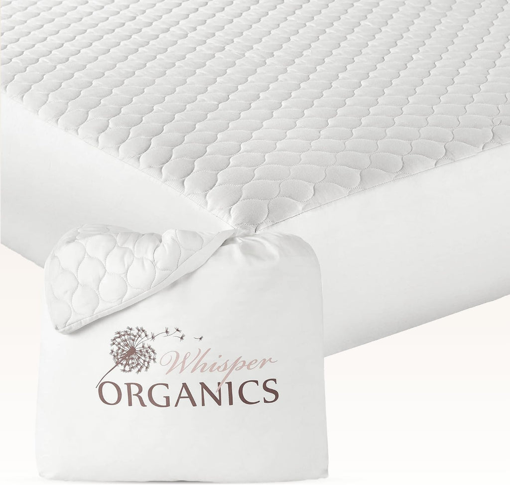 100% Cotton Organic Mattress Pad - Breathable & Cooling Mattress Protector King Size - Premium 300GSM Quilted and