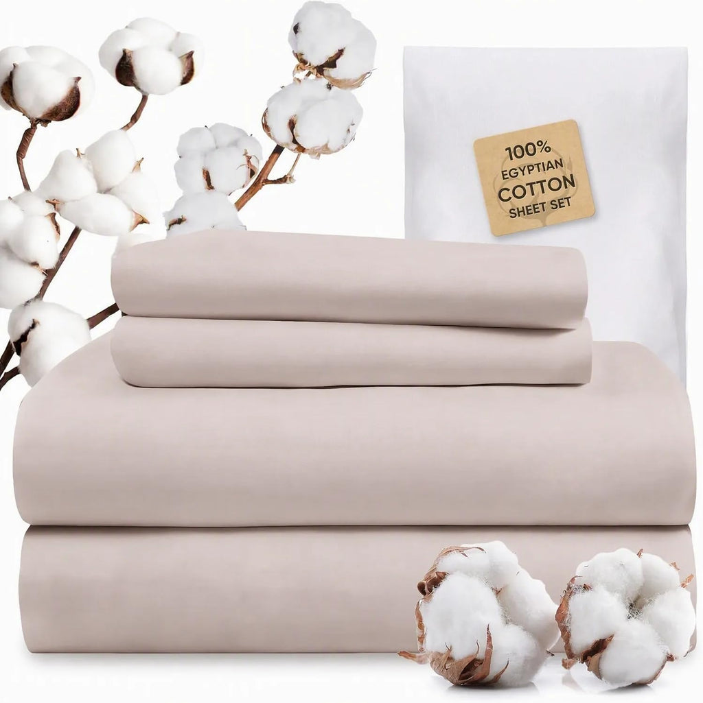 1200 Thread Count 100% Egyptian Cotton Sheets Bed Set, Thickness, Long-Lasting Durability, Resists Pilling, Deep Pocket
