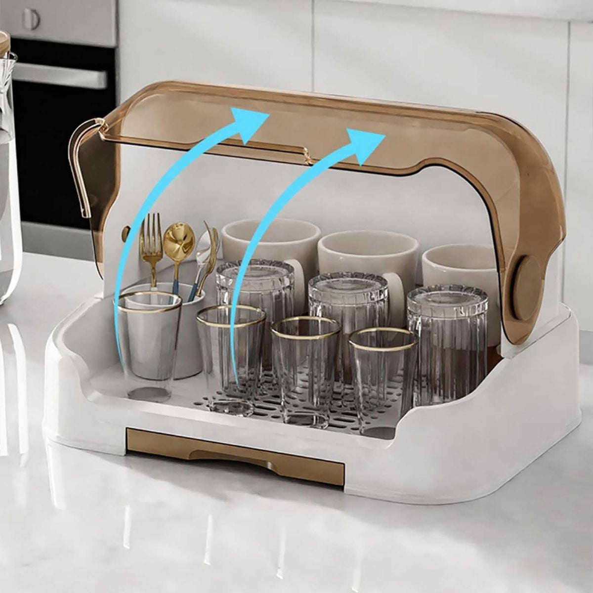 Baby Bottle Drying Rack with Lid,Baby Bottle Storage with Removable Drain,Tray Space Saving Infant Bottle Rack Dryer