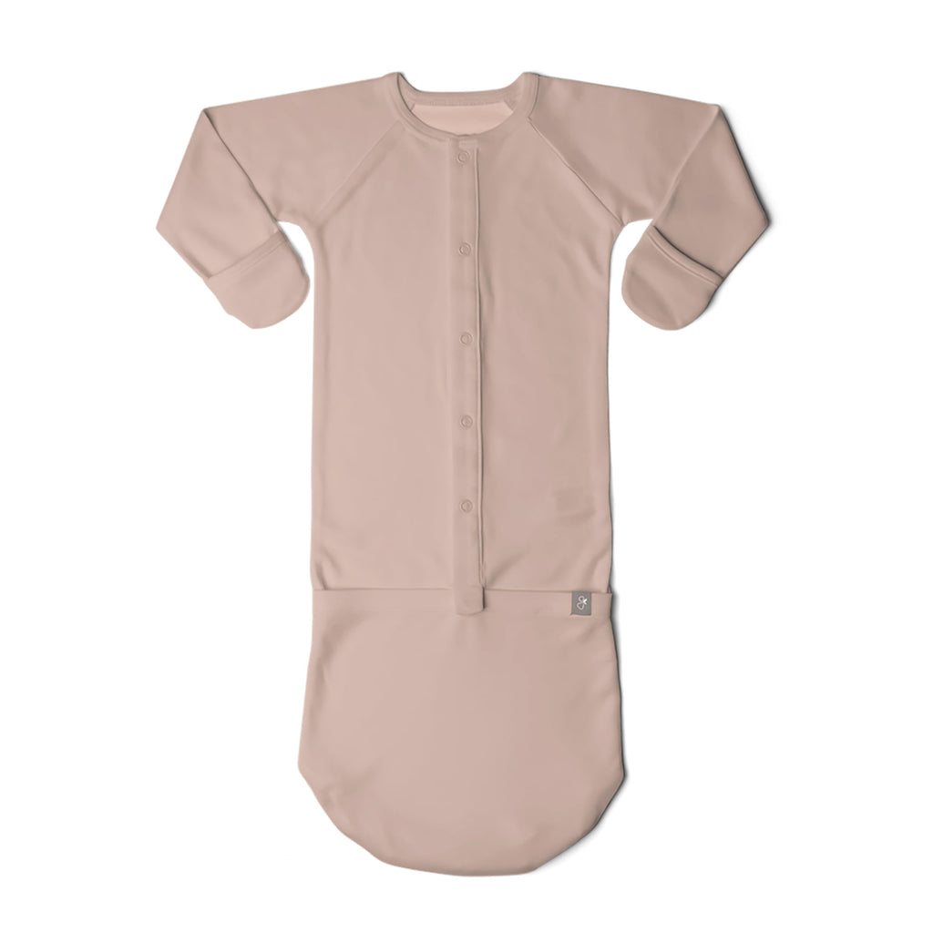 Baby Gown Convertible Sleeper Soft Organic Cotton, Rose