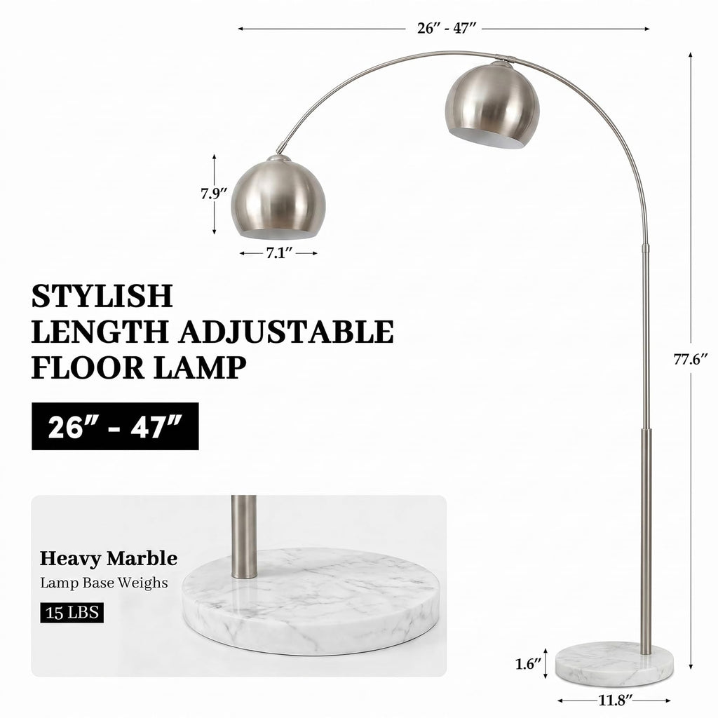 Inspired Arco Style 77" Arc Floor Lamp, Upgraded Standing Lamp with Remote