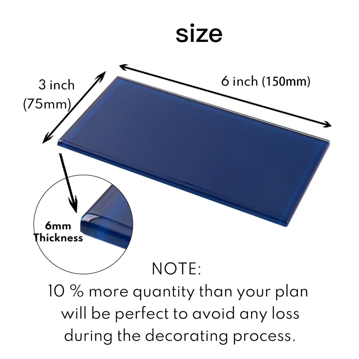 Peel and Stick Glass Subway Tile, 3 x 6 Inch, 5 Sq Ft, Cobalt Blue Glass Kitchen Backsplash Wall, 40-Pack