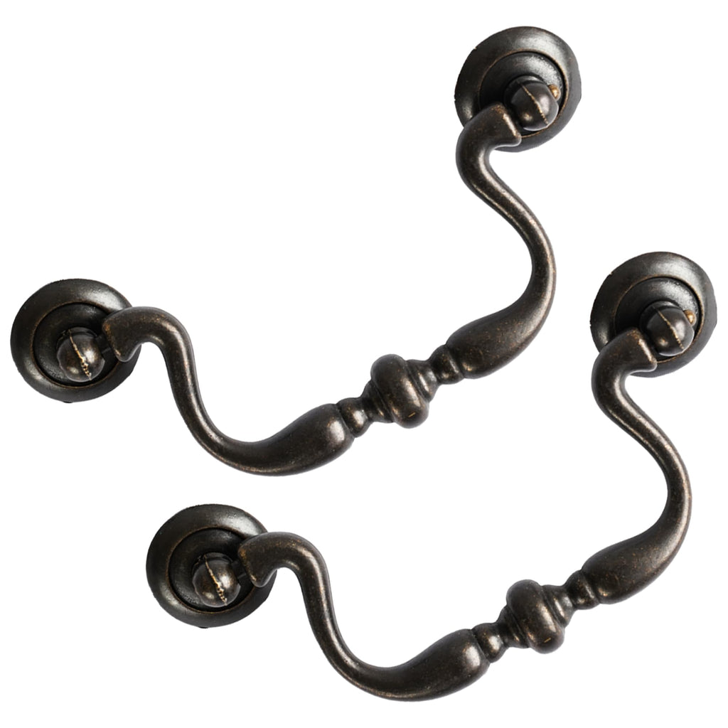 Oil Rubbed Bronze Drop Bail Drawer Pulls 4 Pack, 4" Hole Centers