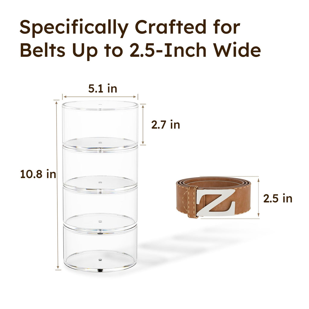 Acrylic Belt Storage Organizer For Closet 4-Layer Stackable Belt Box