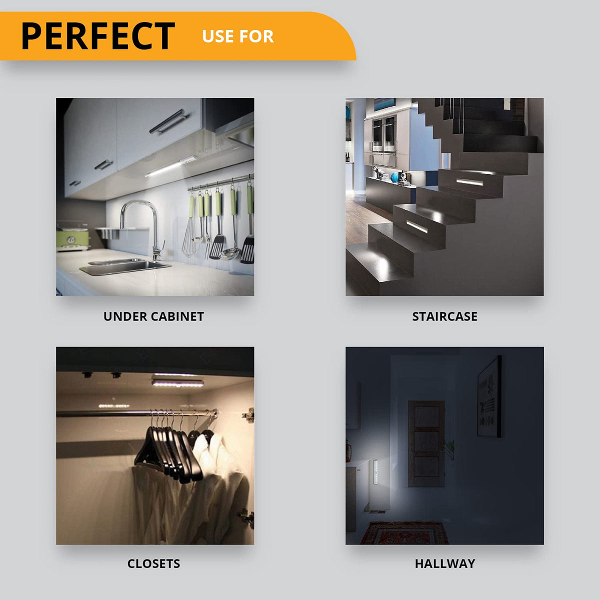 LED Motion Sensor Light, LED Battery Operated Lights, Under Cabinet Lighting, Stick On Lights, 10-LED Magnetic