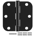3 Pack Matte Black Door Hinges 3.5 Inch with 5/8" Radius Ball Bearing
