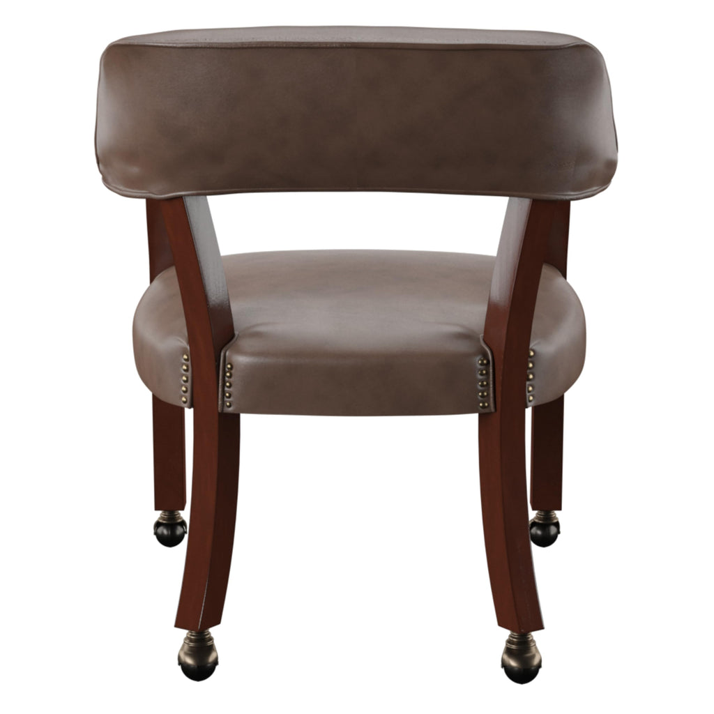 Silver Furniture Tournament Arm Chair w/Casters, Dining Chair with Casters, Upholstered w/Nailhead Trim, Vegan