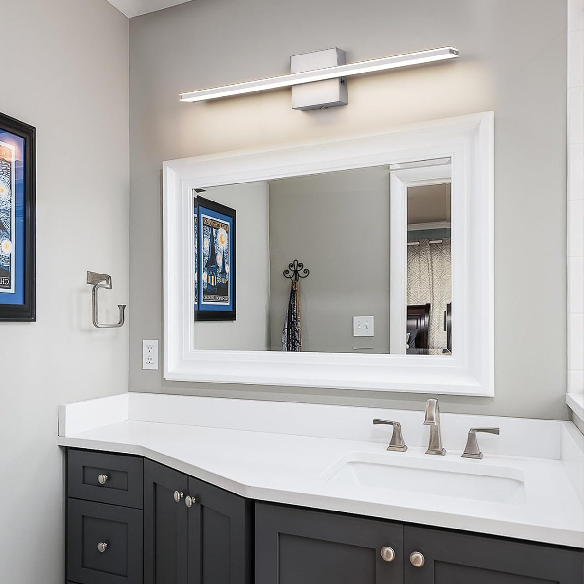 LED Modern Bathroom Light Fixtures 18W Brushed Nickel Vanity Lights Bar 5CCT Dimmable ixture Over Mirror Vanity Light
