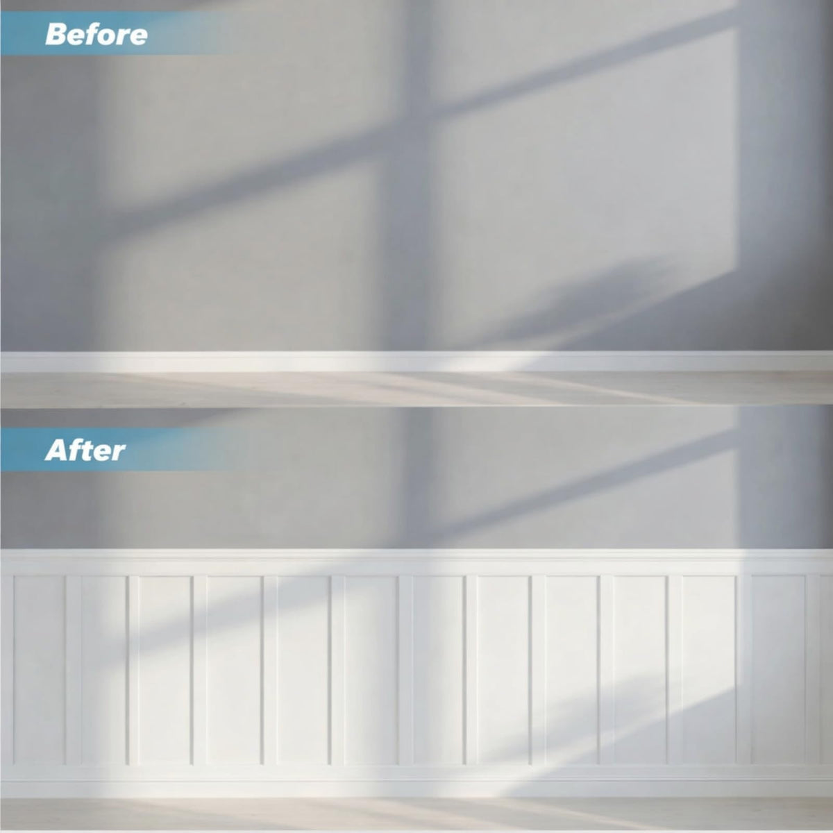 1 Set MDF Premade Board and Batten Wainscoting Kit 157 x 63inch