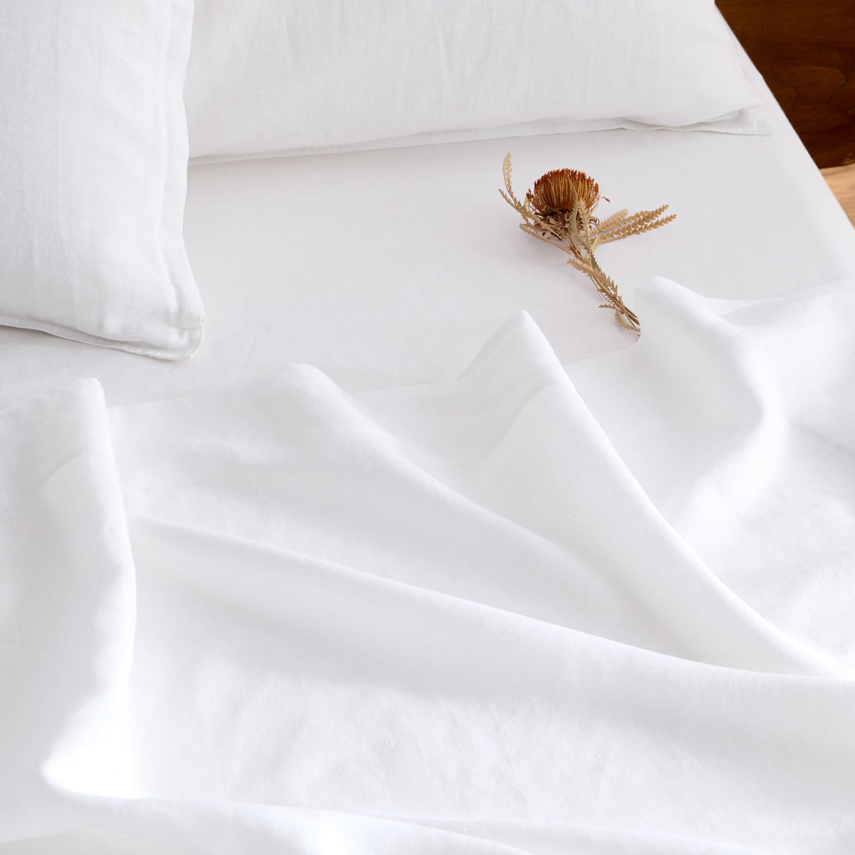 Linen Sheets Set, 100% French Washed Linen Sheets Deep Pocket Sheets, 4Pieces(1Flat Sheet, 1Fitted