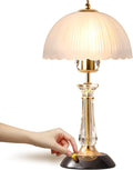 Crystal Table Lamp,Dimmable Bedside Lamp with ON/Off Switch Modern Glass Lamps Bedroom Living Room Decor (1PACK)