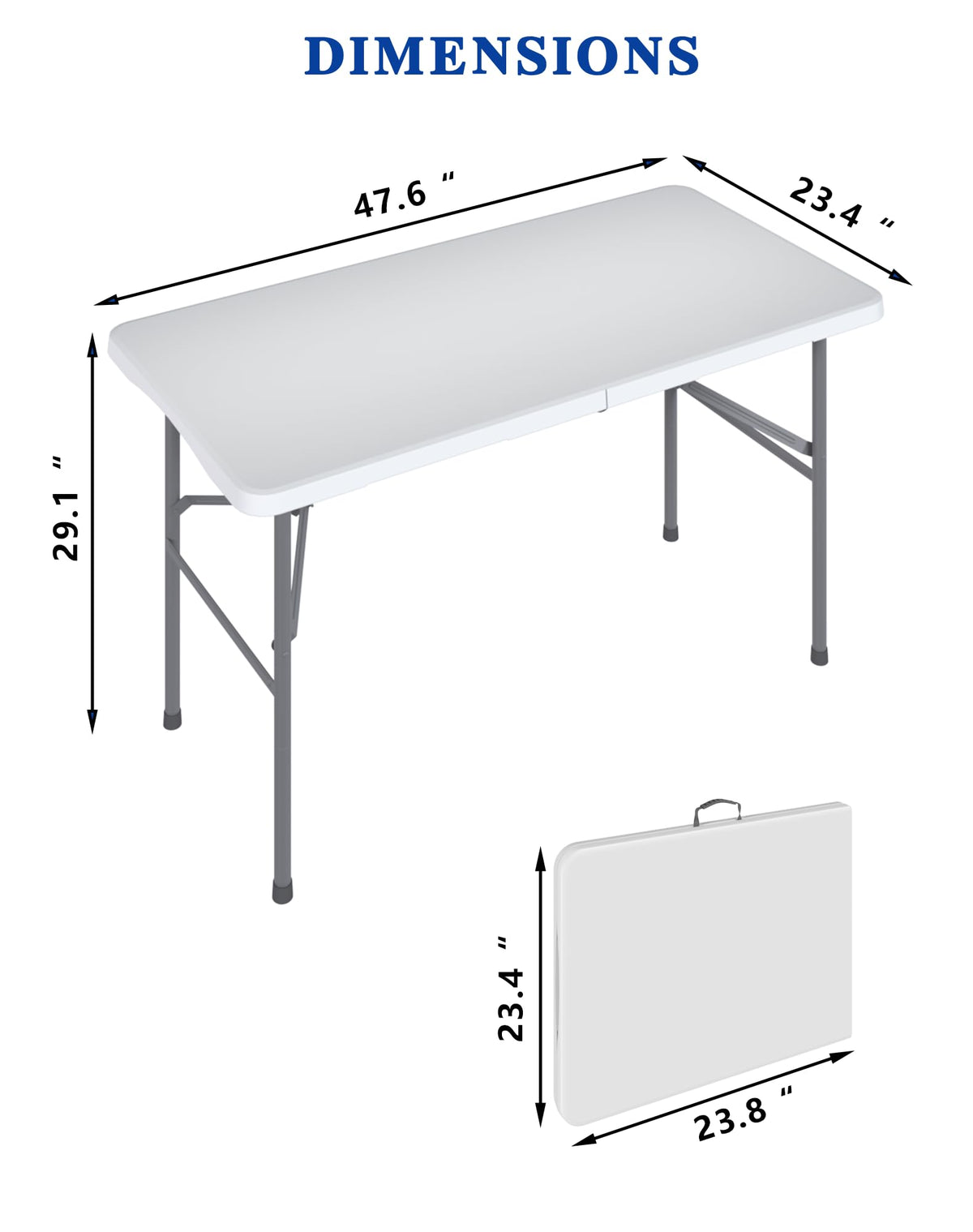 4FT White Folding Table for Camping, Parties, Meeting, 2 Pack