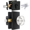 Black Glass Crystal Door Knobs with Deadbolt, Single Cylinder Deadbolt Set