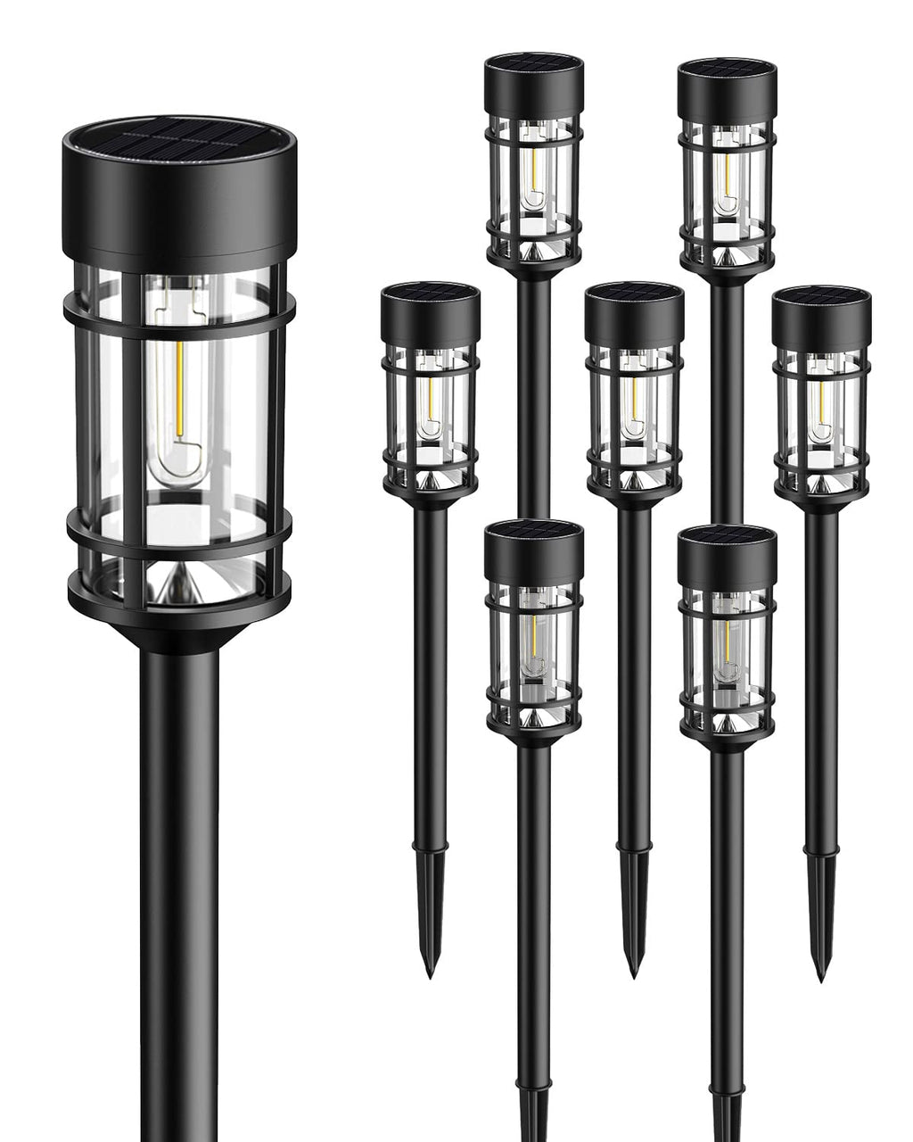 Solar Pathway Lights Outdoor 8 Pack Waterproof Solar Lights for Garden