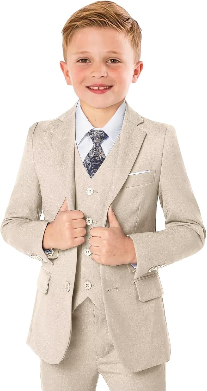 Boys Formal Suit 5 Piece Kids Toddler Tuxedo Suits Set