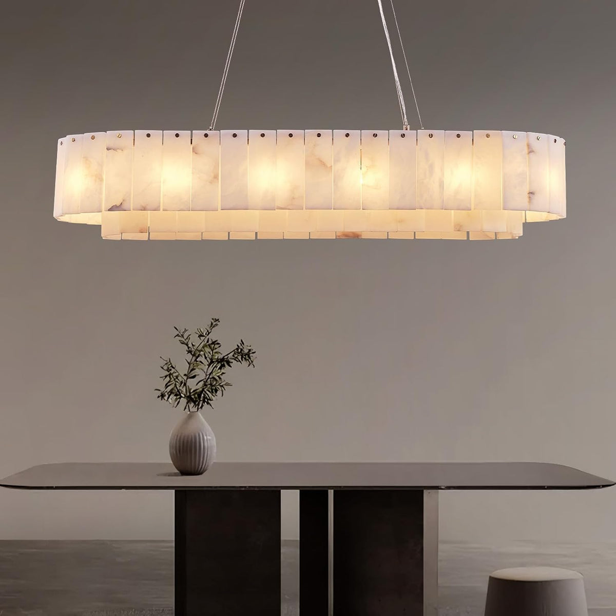 39" Gold Large Modern Rectangular Chandelier