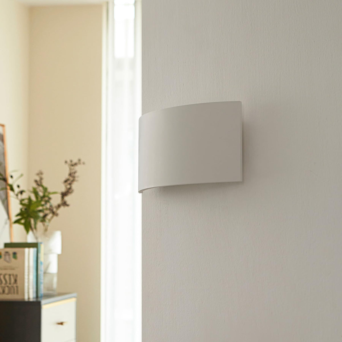 13.8" Paintable Plaster Wall Sconce Light, White Up Down Wall Sconce Wall Light Fixture, Modern Indoor Wall Lighting