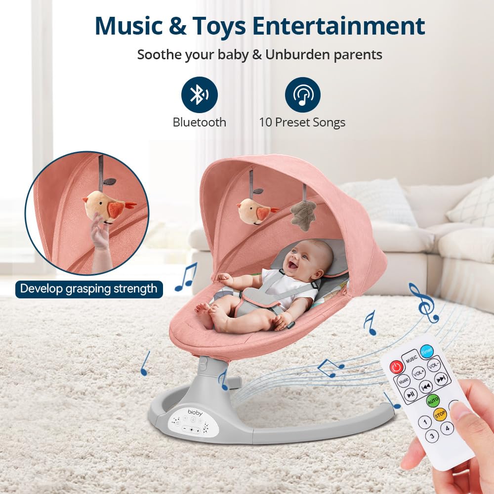Baby Swing for Infants with 5 Natural Sway Speeds,Pink