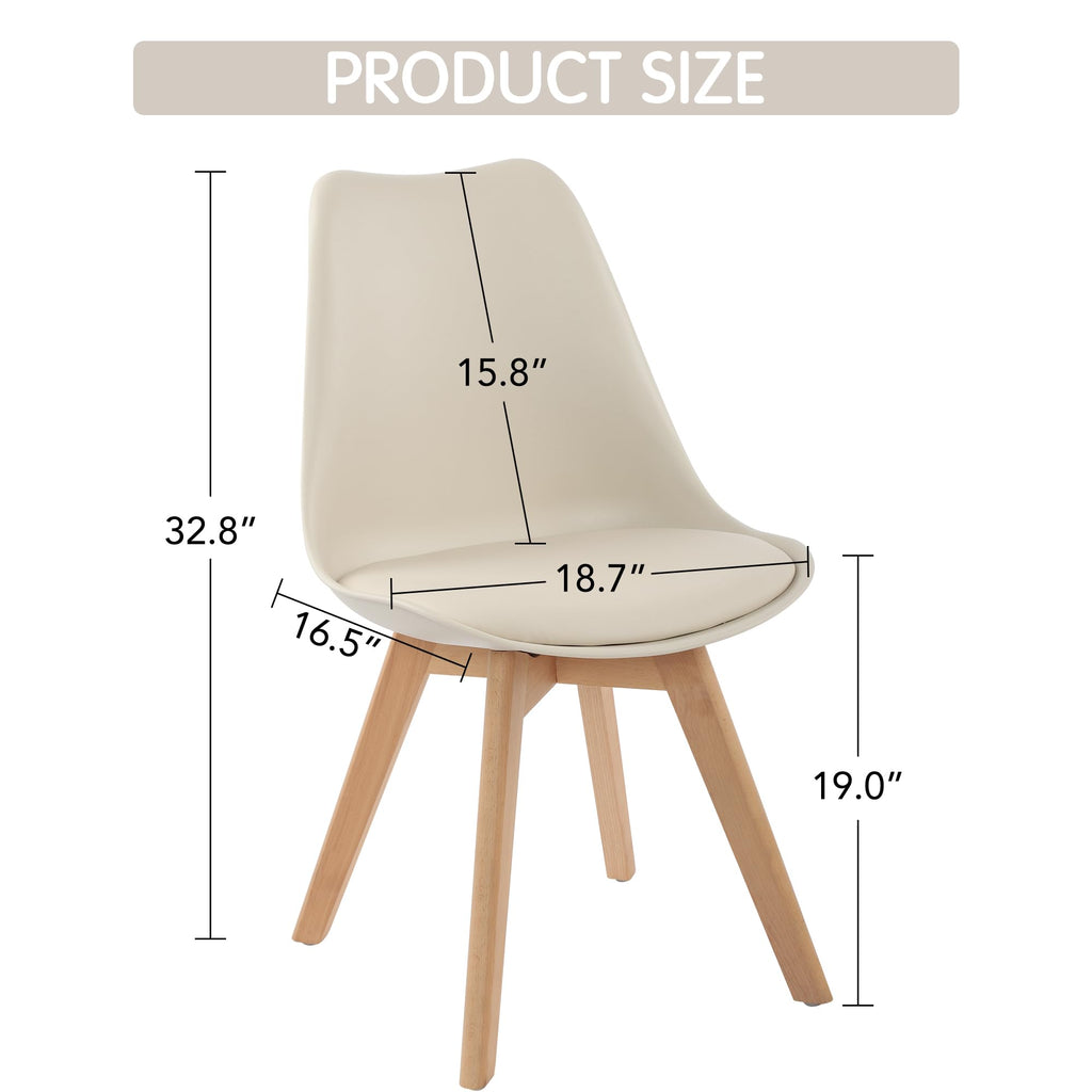 Inspired Eames Style Mid Century Modern Dining Chairs, Shell Lounge Plastic Side Chair with Soft Padded and Wooden Legs Living Room Bedroom