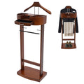 Wood Men Valet Stand with Drawer, Standing Suit Valet Stand, Clothes Organizer Rack Entryway Living Room Bedroom