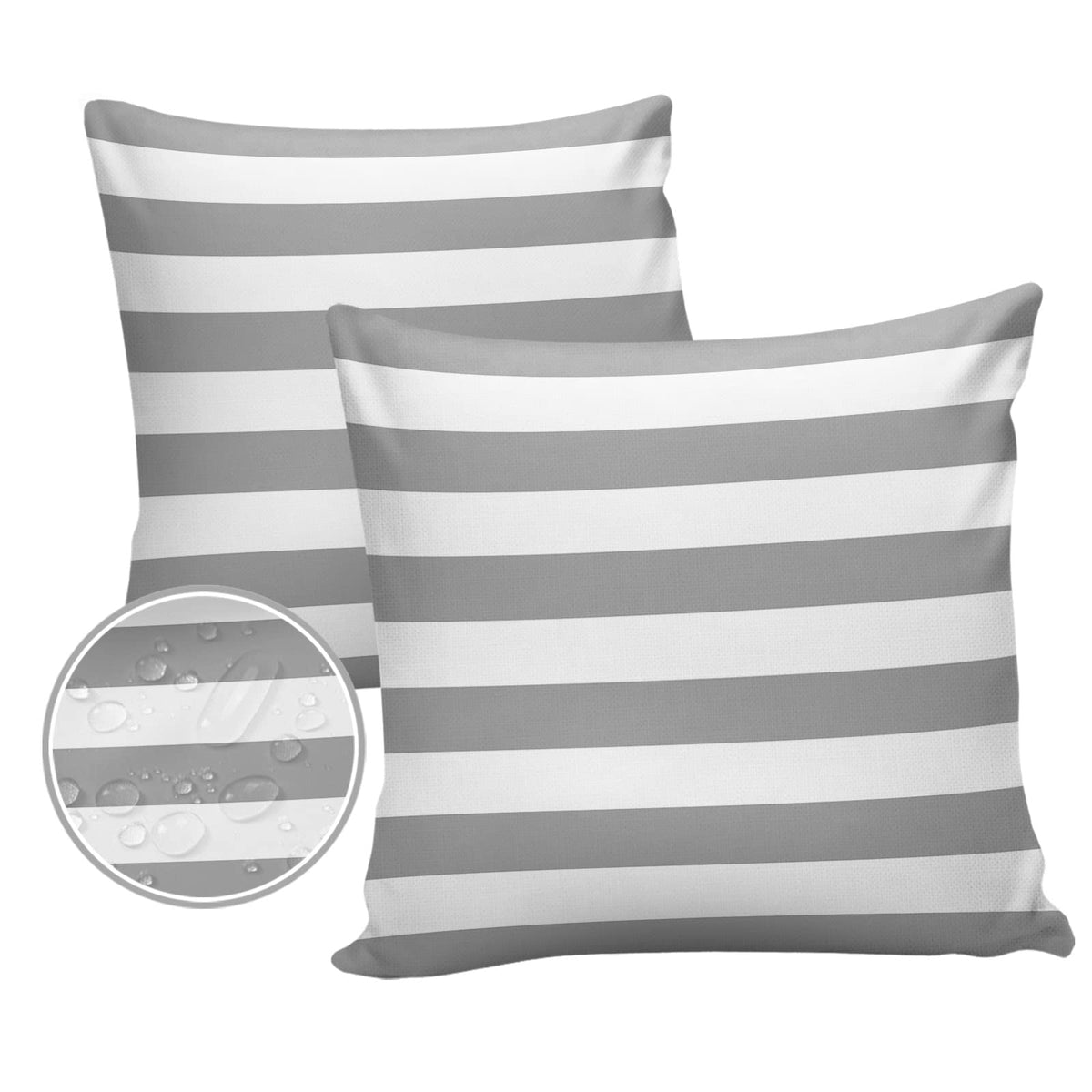 Outdoor Pillows 26x26 Waterproof Outdoor Pillow Covers Gray White Stripes Polyester Throw Pillow Covers Garden