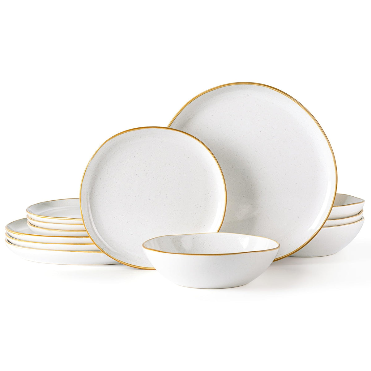 Ceramic Dinnerware Sets for 4, 12Pcs Plates and Bowls Sets Dishes