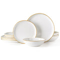 Ceramic Dinnerware Sets for 4, 12Pcs Plates and Bowls Sets Dishes