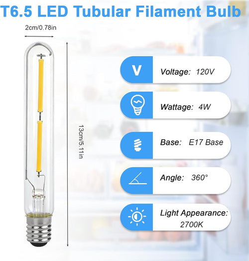 (4 Pack)T6.5 4W LED Tube Light Bulbs for Exit Sign Light,Refrigerator