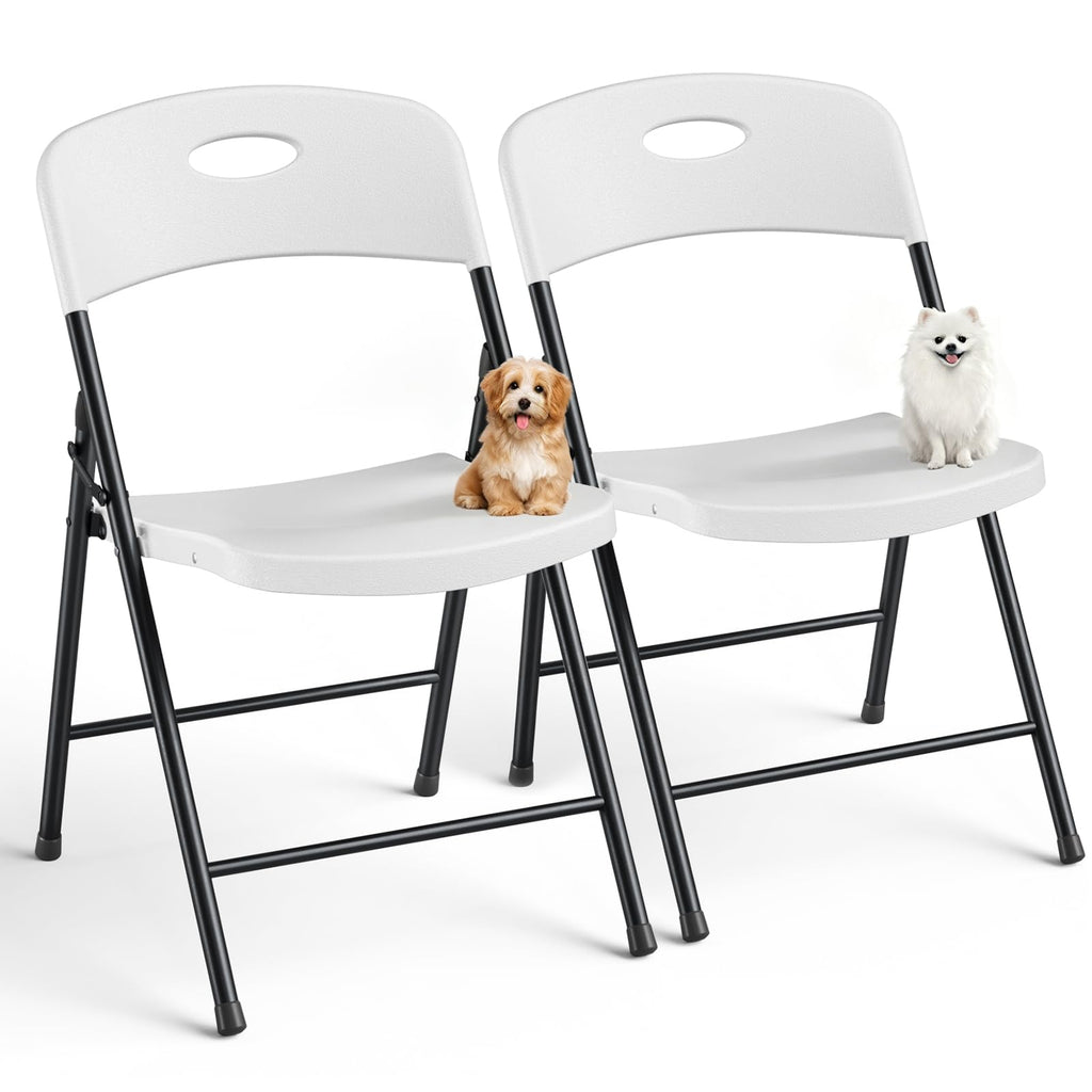 Plastic Folding Chair, Heavy Duty Reinforced Steel Frame Metal Chairs 350 Lbs Capacity Stackable Portable Foldable
