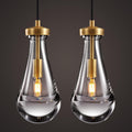 Raindrop Pendant Lights Kitchen Island Set of 2 Teardrop Gold Hanging Light Fixtures Clear Solid Glass Pendant Light Modern Chandeliers for Dining Room Porch Corridor Living Room
