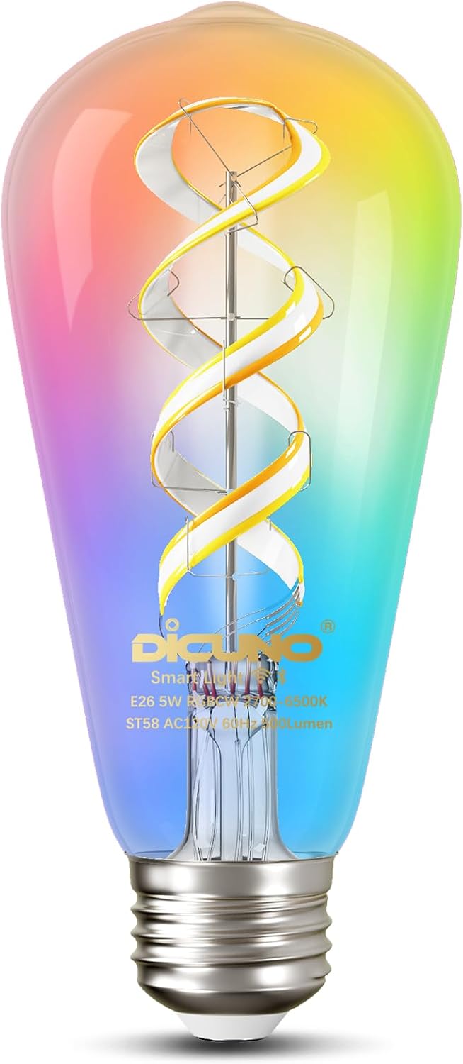 Smart Edison Bulb ST19, Color Changing WiFi Smart Light Bulb, 2700K-6500K Tunable via App, ST58 Edison Bulb