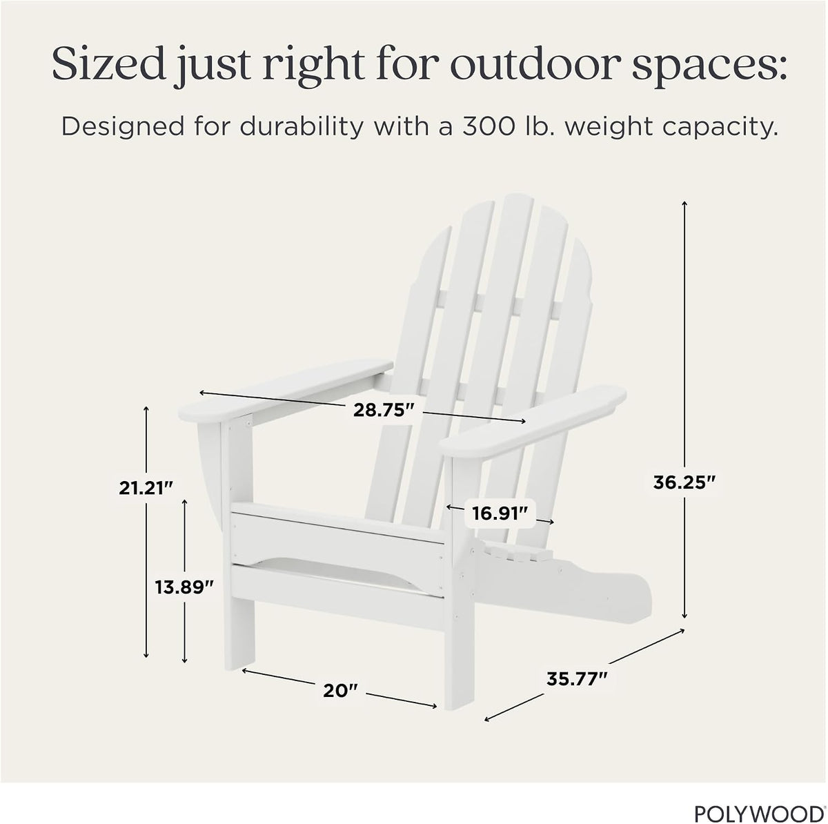 AD4030WH Classic Outdoor Adirondack Chair, White