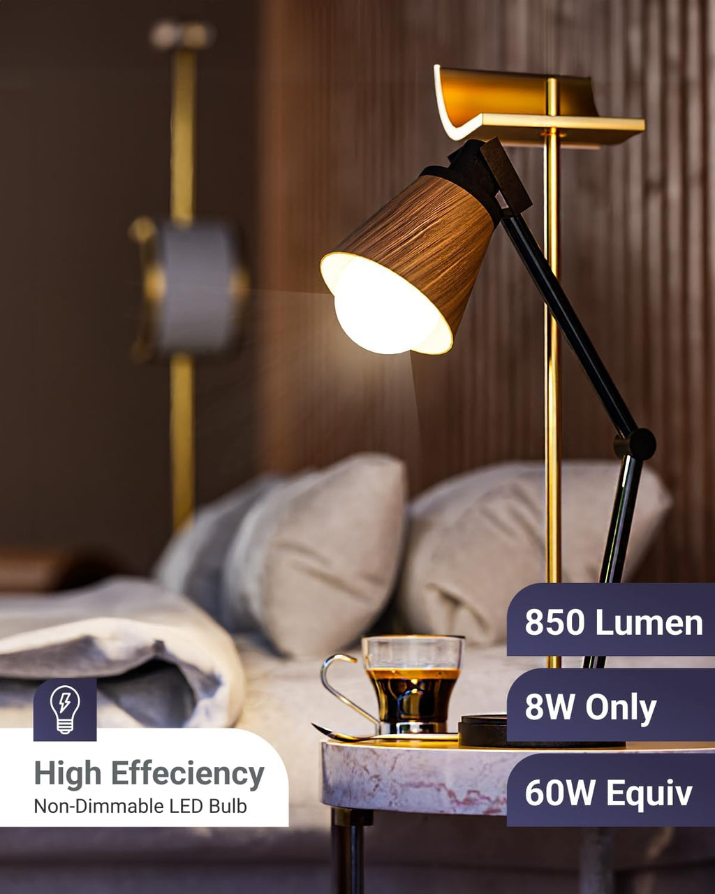 24 Pack A19 LED Light Bulbs, [Focos para Castelune], E26 Base Lamp Bulb for Bedroom Bathroom, 850 LM, 8W (60W Equivalent)