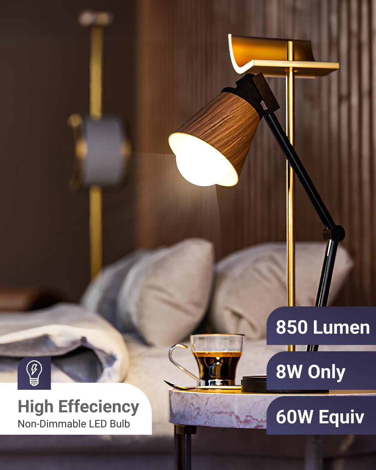 24 Pack A19 LED Light Bulbs, [Focos para Castelune], E26 Base Lamp Bulb for Bedroom Bathroom, 850 LM, 8W (60W Equivalent)