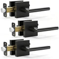3 Pack Matte Black Passage Door Lever,Interior Non-Locking Leversets