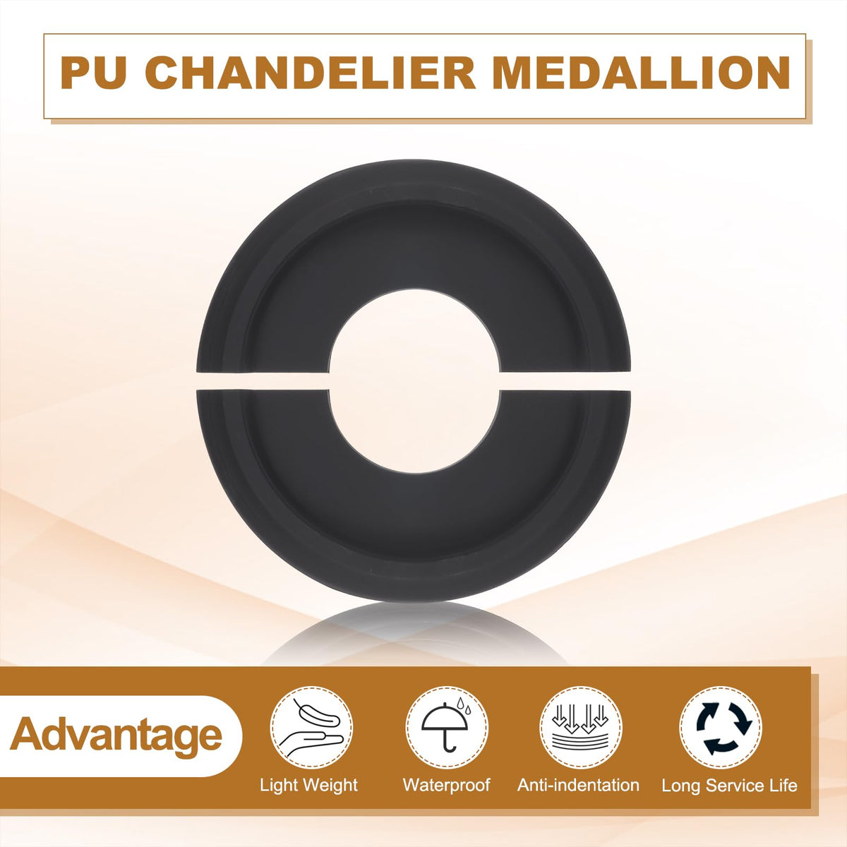 Ceiling Medallion, 2 Pcs 10" OD x 4" ID PU Decorative Ceiling Light Medallion Chandelier Medallion Split Ceiling