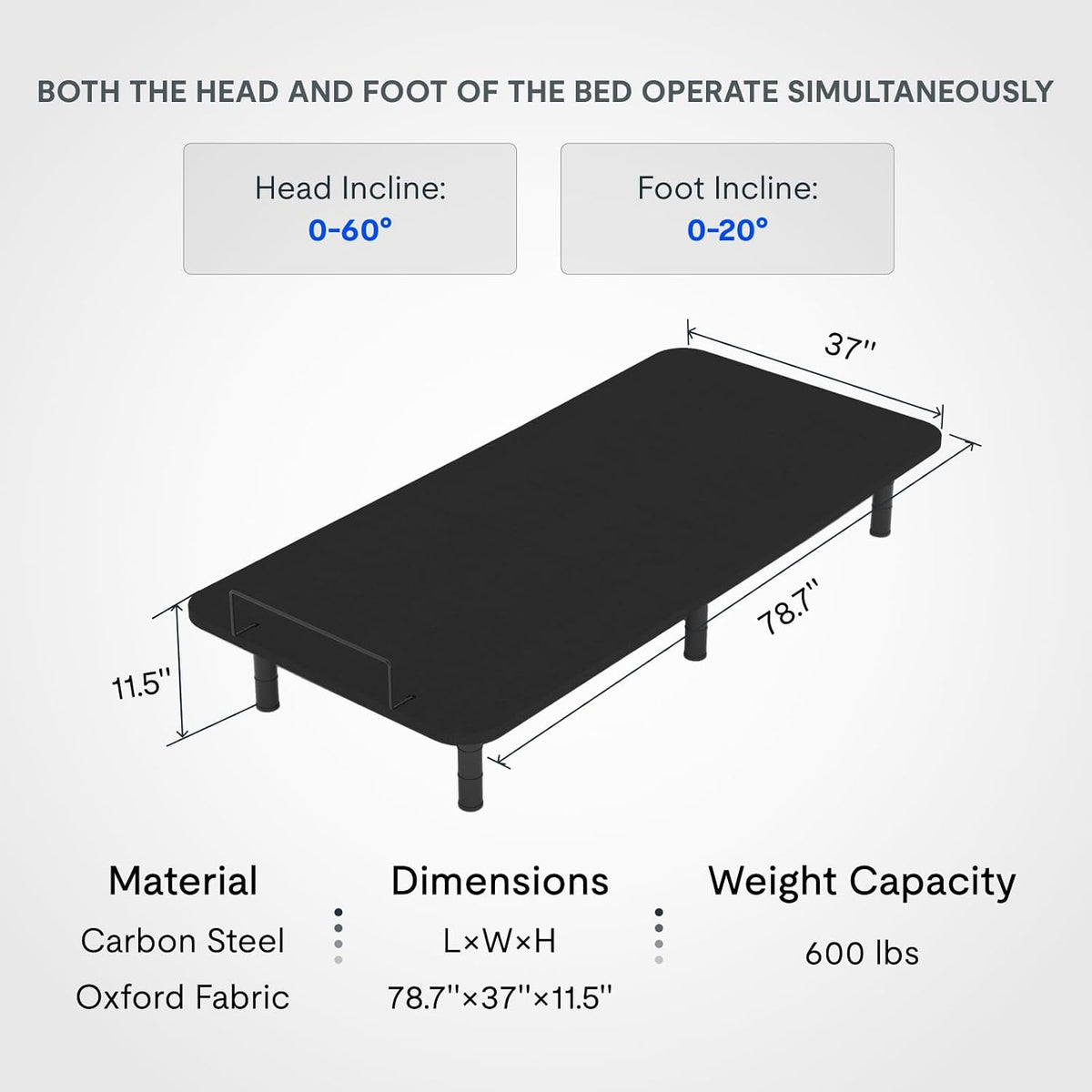 Split King Adjustable Bed Frame Base, Quiet Motor & Easy Assembly
