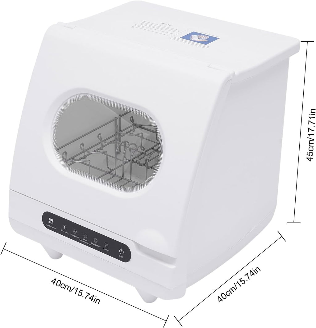 110V Portable Countertop Dishwasher - 360 Degree Auto Spray, 1200W, 5 Washing Programs, Air-Cooled Drying